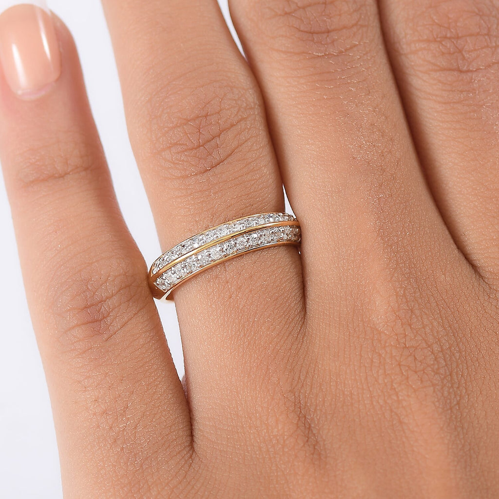 Luxuriant Lab Grown Diamond Half Eternity Band Ring in 18K YG VermeilSterling Silver  0.450  Ct.