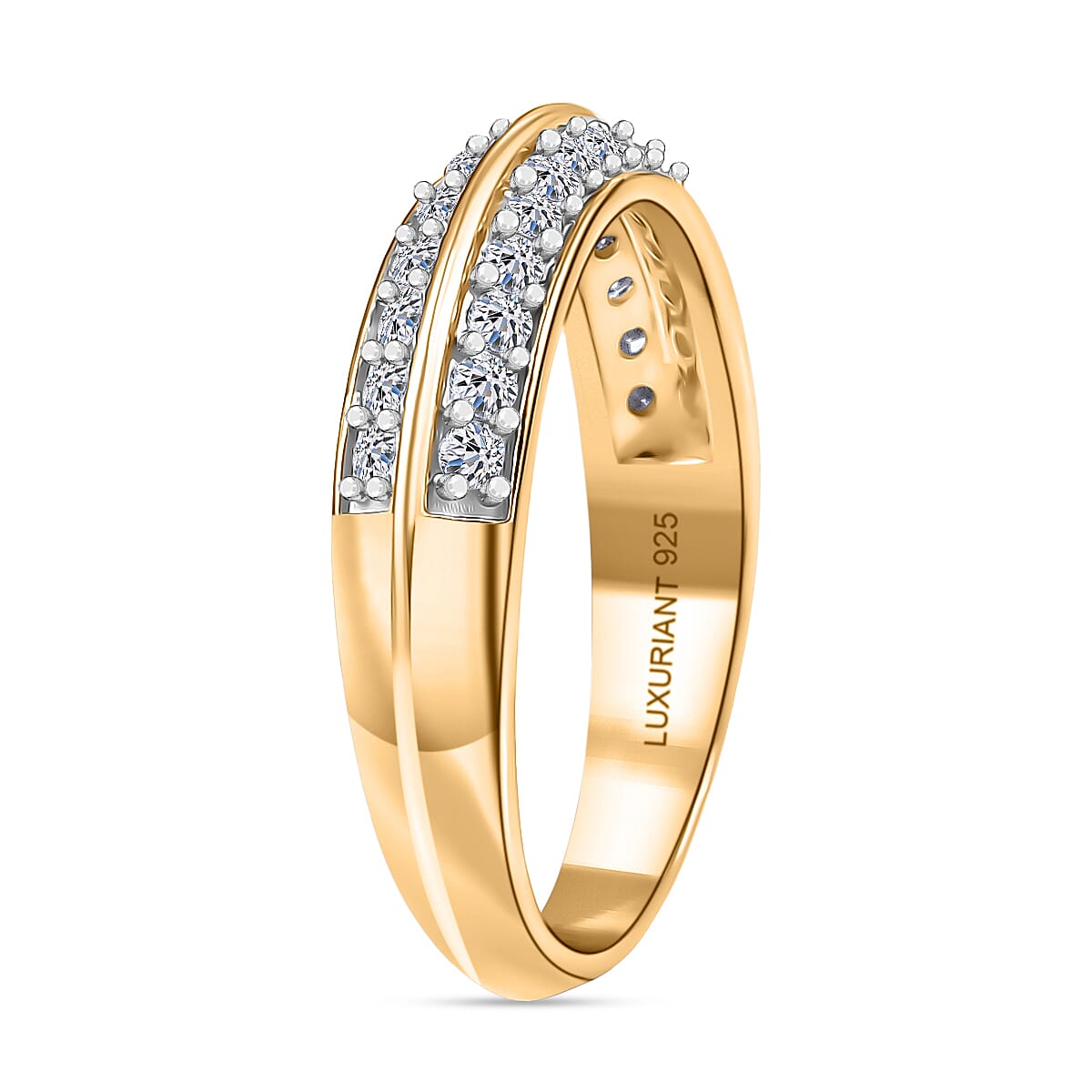 LUXURIANT 0.45 Ct. Lab Grown Diamond Half Eternity Band Ring in 18K Vermeil Yellow Gold Plated Sterling Silver 8300818 4