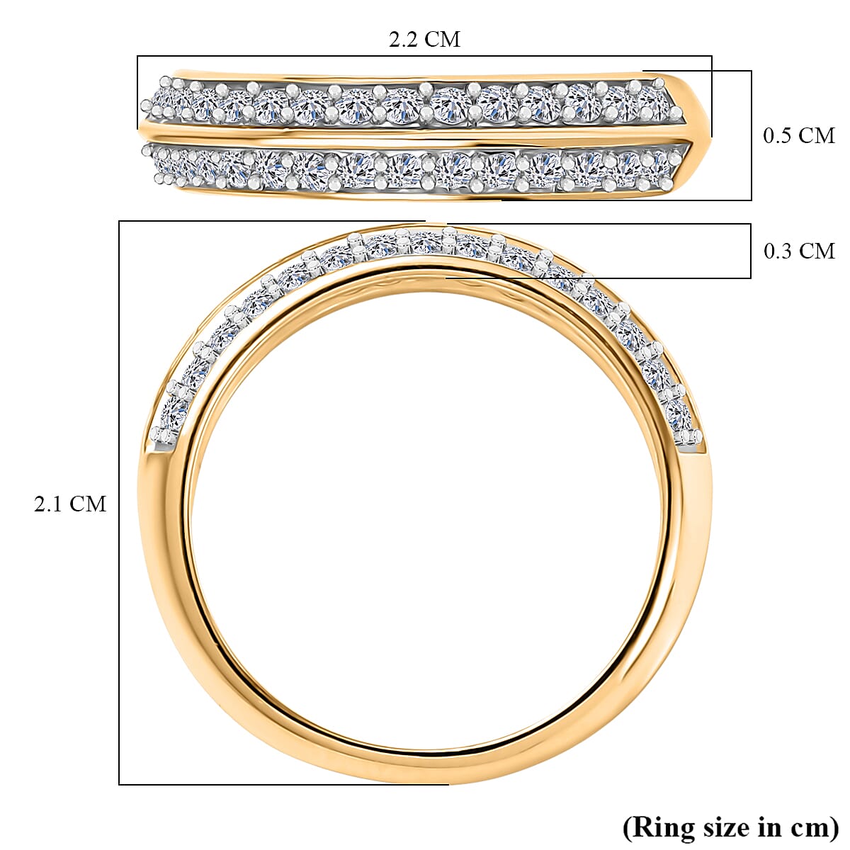LUXURIANT 0.45 Ct. Lab Grown Diamond Half Eternity Band Ring in 18K Vermeil Yellow Gold Plated Sterling Silver 8300818 6