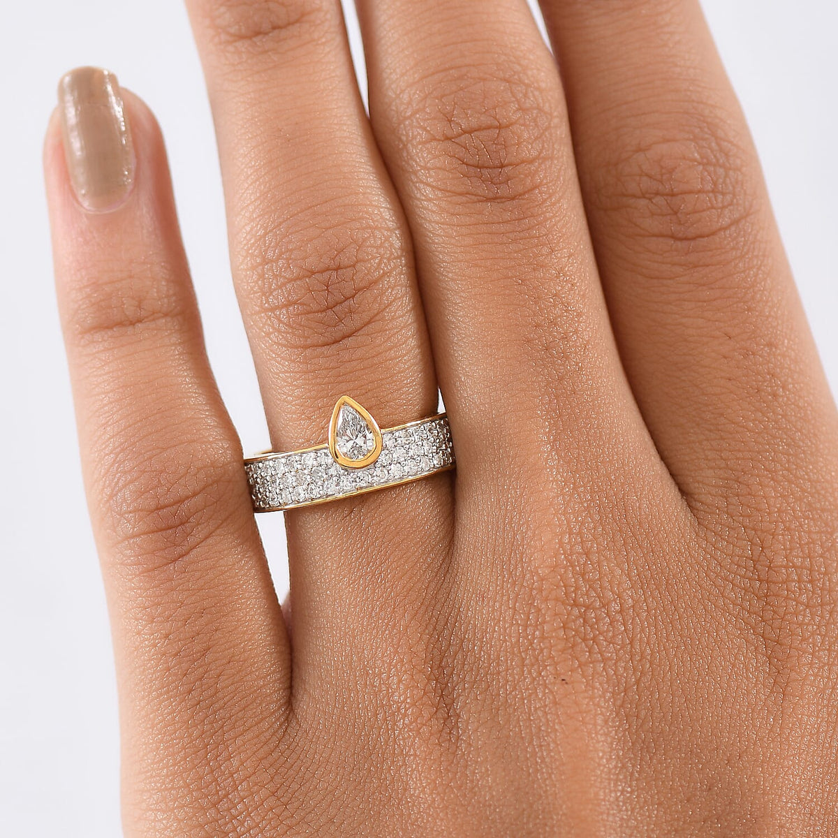 LUXURIANT 1 Ct. Lab Grown Diamond Cluster Drop Ring V32749409 3