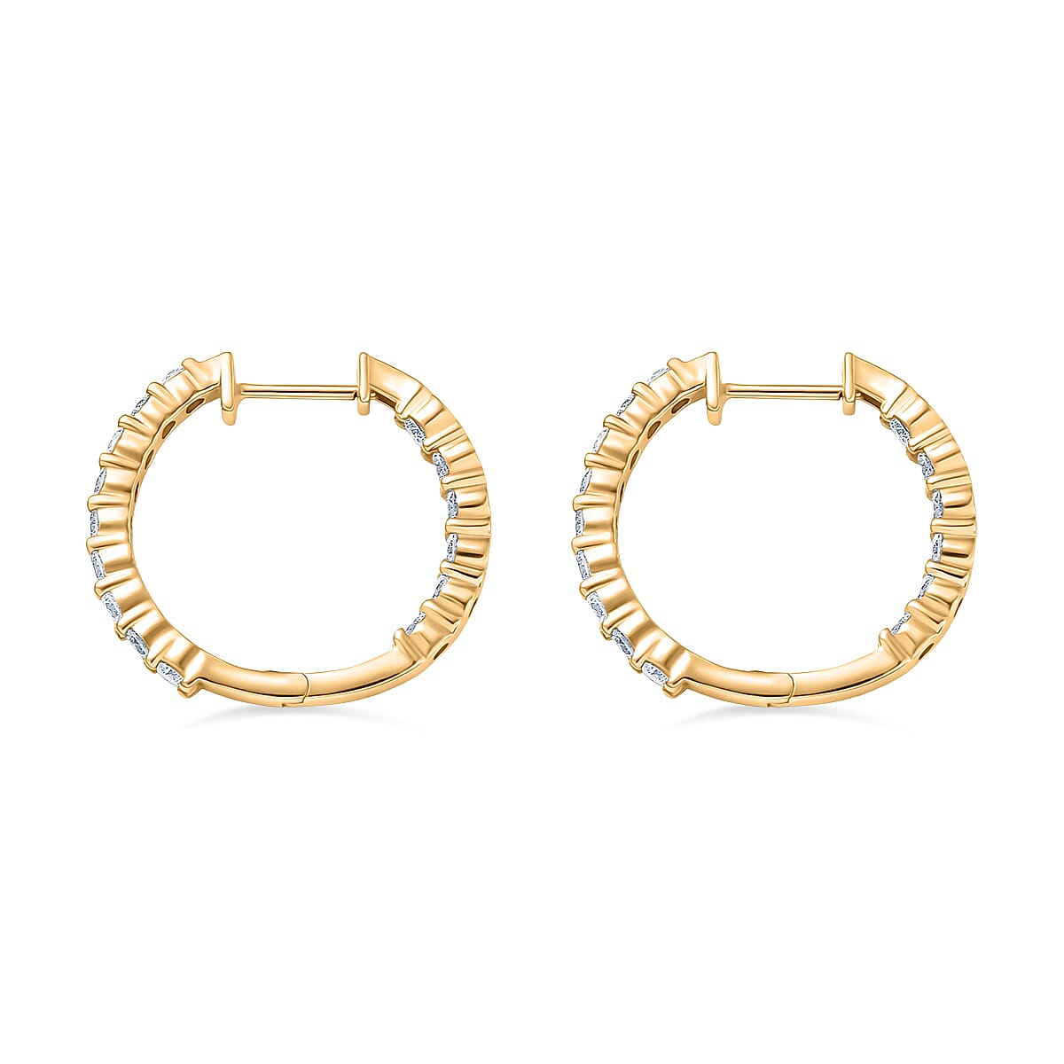 LUXURIANT 1.8 Ct. Lab Grown Diamond Hoop Earrings in 18K Vermeil Yellow Gold Plated Sterling Silver 8316322 4