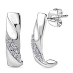 Luxuriant Lab Grown Diamond (SI-GH) J Hoop Half Hoop Earring with Push Back in Rhodium Overlay Sterling Silver 0.26 Ct.