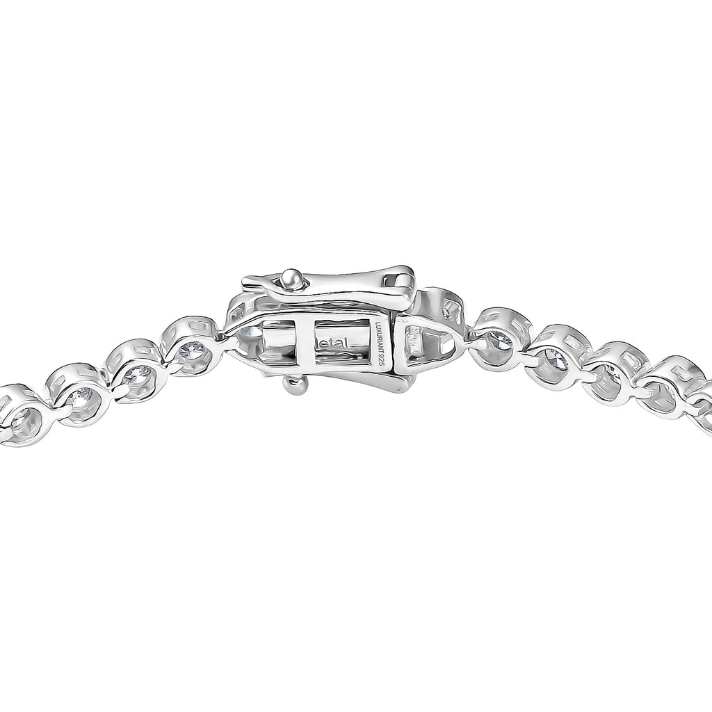 Luxuriant Lab Grown Diamond (SI-GH) Line Bracelet 1 Row (Size 7.5) with GB Lock Box in Rhodium Overlay Sterling Silver 3.06 Ct, Silver Wt. 9.32 Gms.