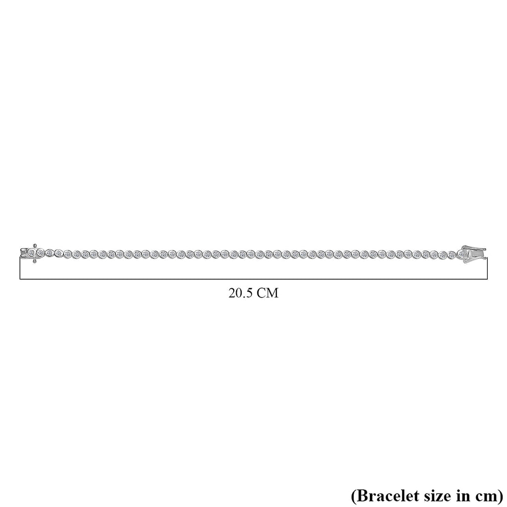 Luxuriant Lab Grown Diamond (SI-GH) Line Bracelet 1 Row (Size 7.5) with GB Lock Box in Rhodium Overlay Sterling Silver 3.06 Ct, Silver Wt. 9.32 Gms.