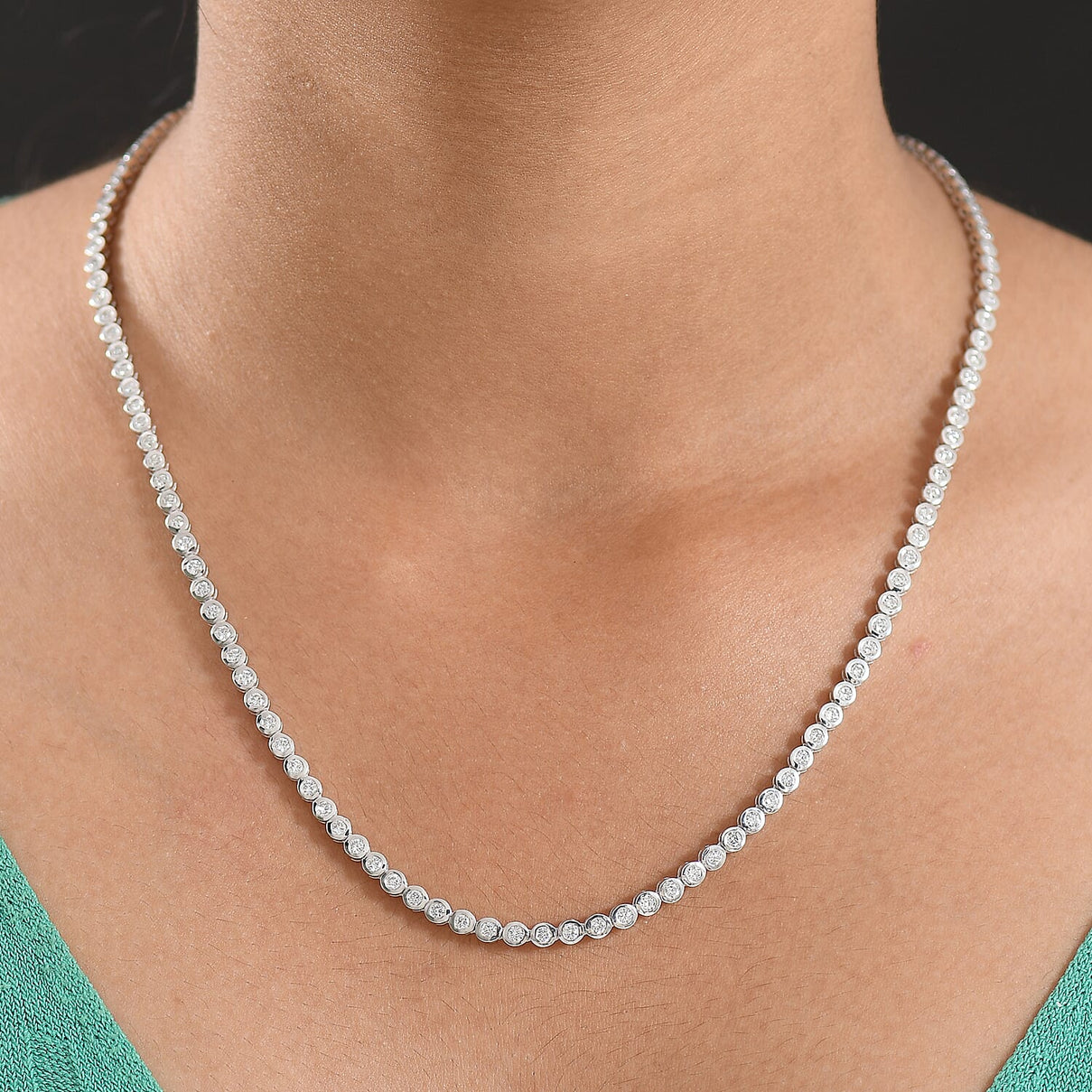 LUXURIANT 6 Ct. Lab Grown Diamond Line Necklace in Rhodium Overlay Sterling Silver, 20 Inch 8286596 3
