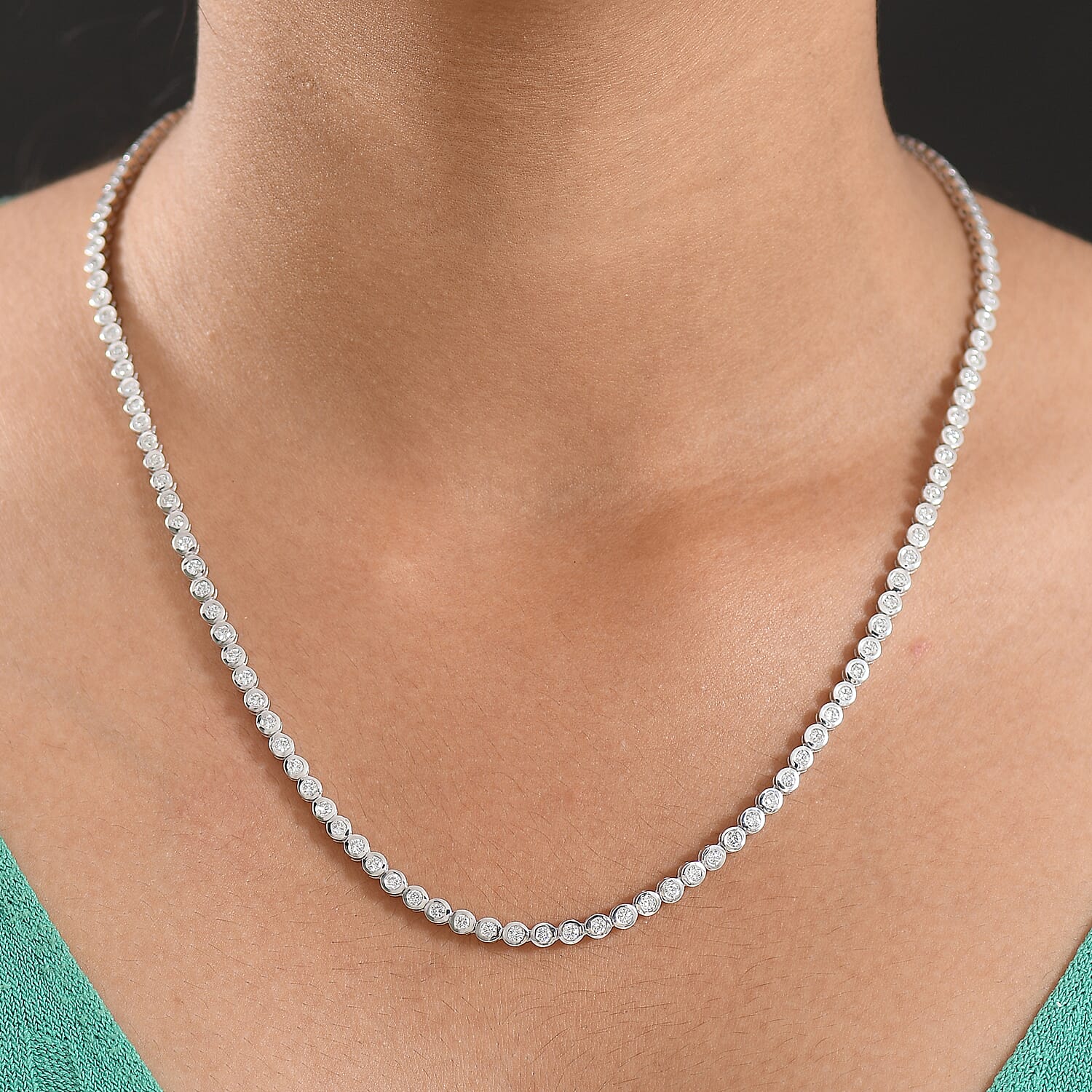LUXURIANT 6 Ct. Lab Grown Diamond Line Necklace in Rhodium Overlay Sterling Silver, 20 Inch 8286596 3