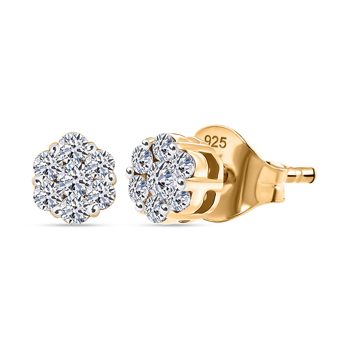 LUXURIANT Lab Grown Diamond Pressure Set Cluster Earring in 18K Vermeil Yellow Gold Over Sterling Silver 0.25 Ct. (SI-GH) 8226826 0