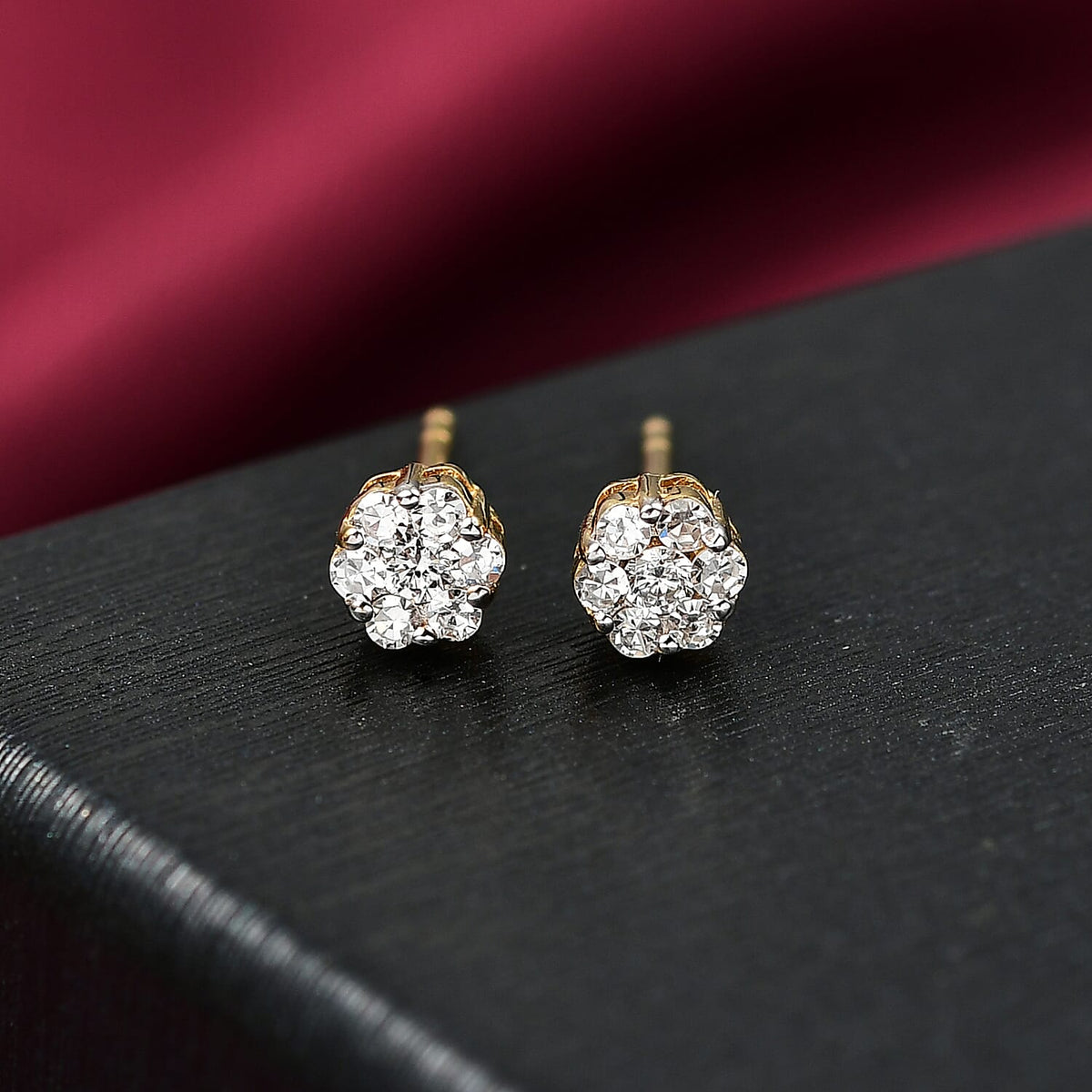 LUXURIANT Lab Grown Diamond Pressure Set Cluster Earring in 18K Vermeil Yellow Gold Over Sterling Silver 0.25 Ct. (SI-GH) 8226826 2