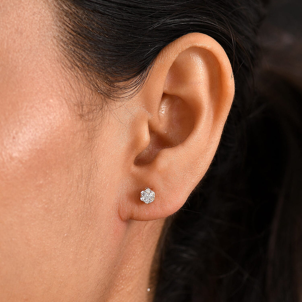 LUXURIANT Lab Grown Diamond Pressure Set Cluster Earring in 18K Vermeil Yellow Gold Over Sterling Silver 0.25 Ct. (SI-GH) 8226826 3