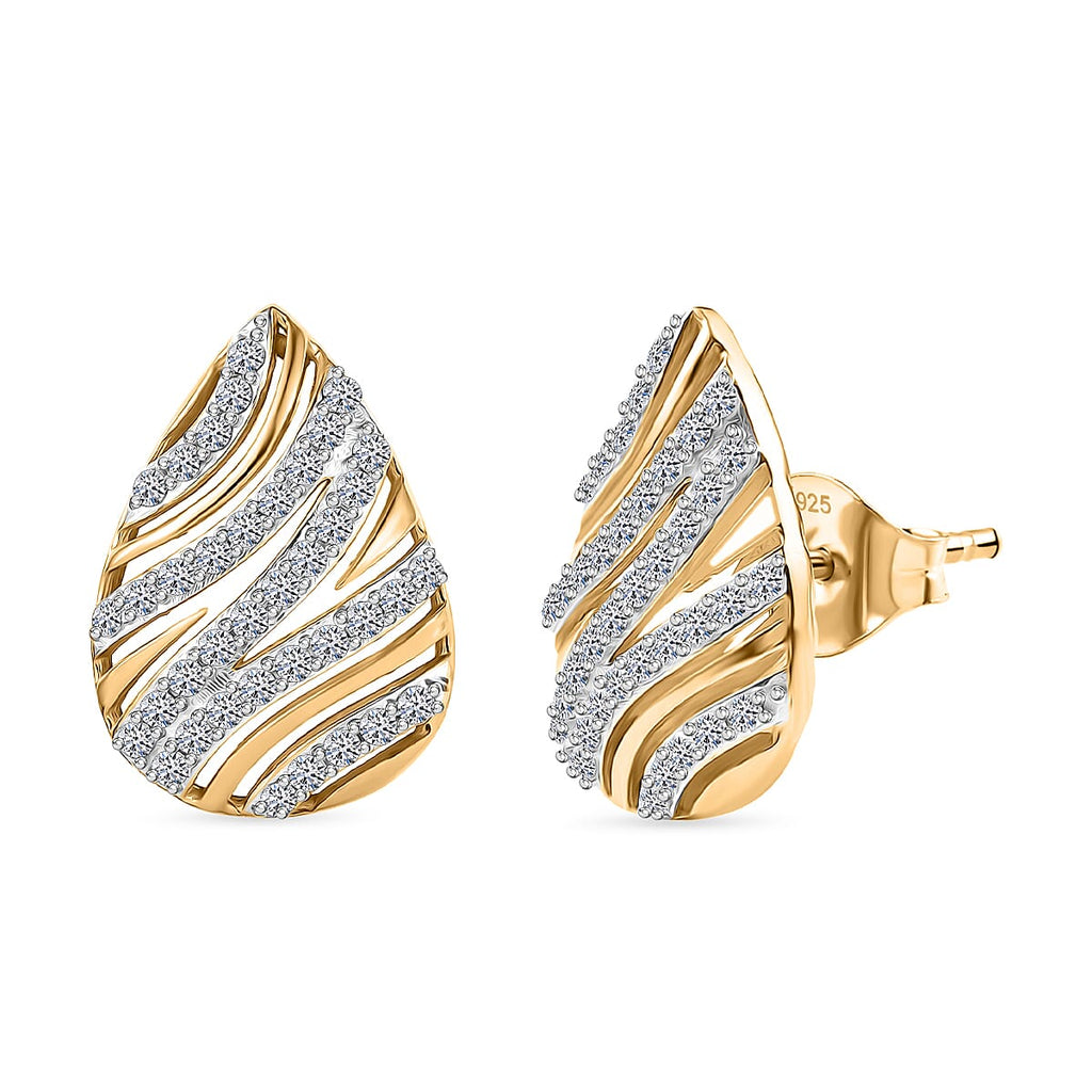 Luxuriant Lab Grown Diamond Main Stone With Side Stone Earring in 18K YG VermeilSterling Silver  0.988  Ct.