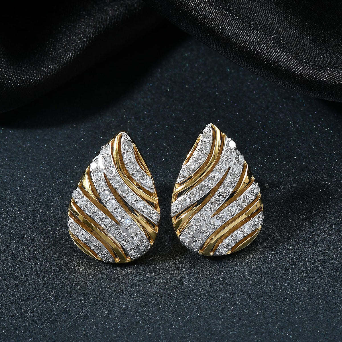 LUXURIANT 0.98 Ct. Lab Grown Diamond Teardrop Earring in 18K Vermeil Yellow Gold Plated Sterling Silver (SI-GH) 8266684 2