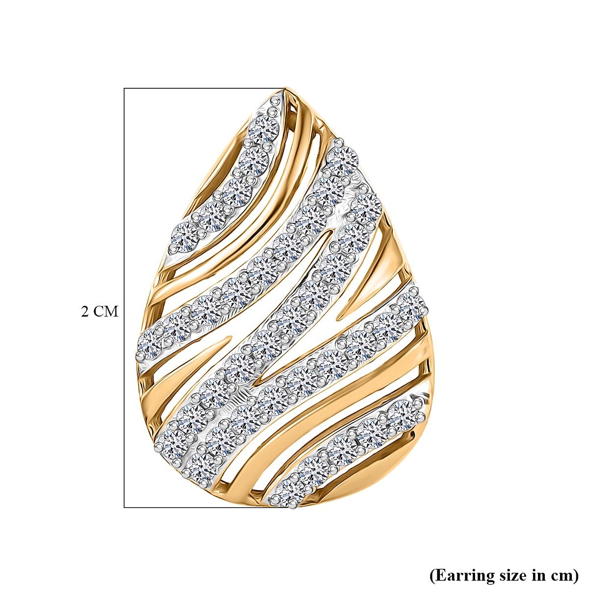 LUXURIANT 0.98 Ct. Lab Grown Diamond Teardrop Earring in 18K Vermeil Yellow Gold Plated Sterling Silver (SI-GH) 8266684 6