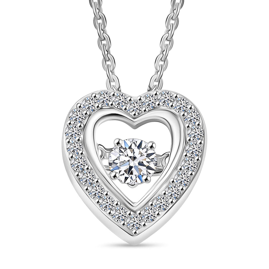 Luxuriant Lab Grown Heart Dancing Diamond (SI) Pendant in Rhodium Overlay Sterling Silver