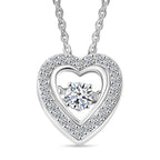 Luxuriant Lab Grown Heart Dancing Diamond (SI) Pendant in Rhodium Overlay Sterling Silver