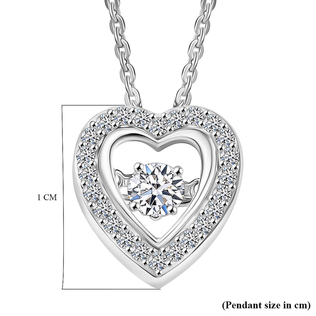Luxuriant Lab Grown Heart Dancing Diamond (SI) Pendant in Rhodium Overlay Sterling Silver