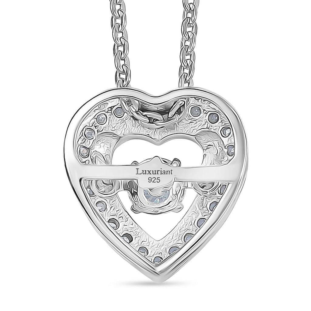 Luxuriant Lab Grown Heart Dancing Diamond (SI) Pendant in Rhodium Overlay Sterling Silver