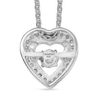 Luxuriant Lab Grown Heart Dancing Diamond (SI) Pendant in Rhodium Overlay Sterling Silver