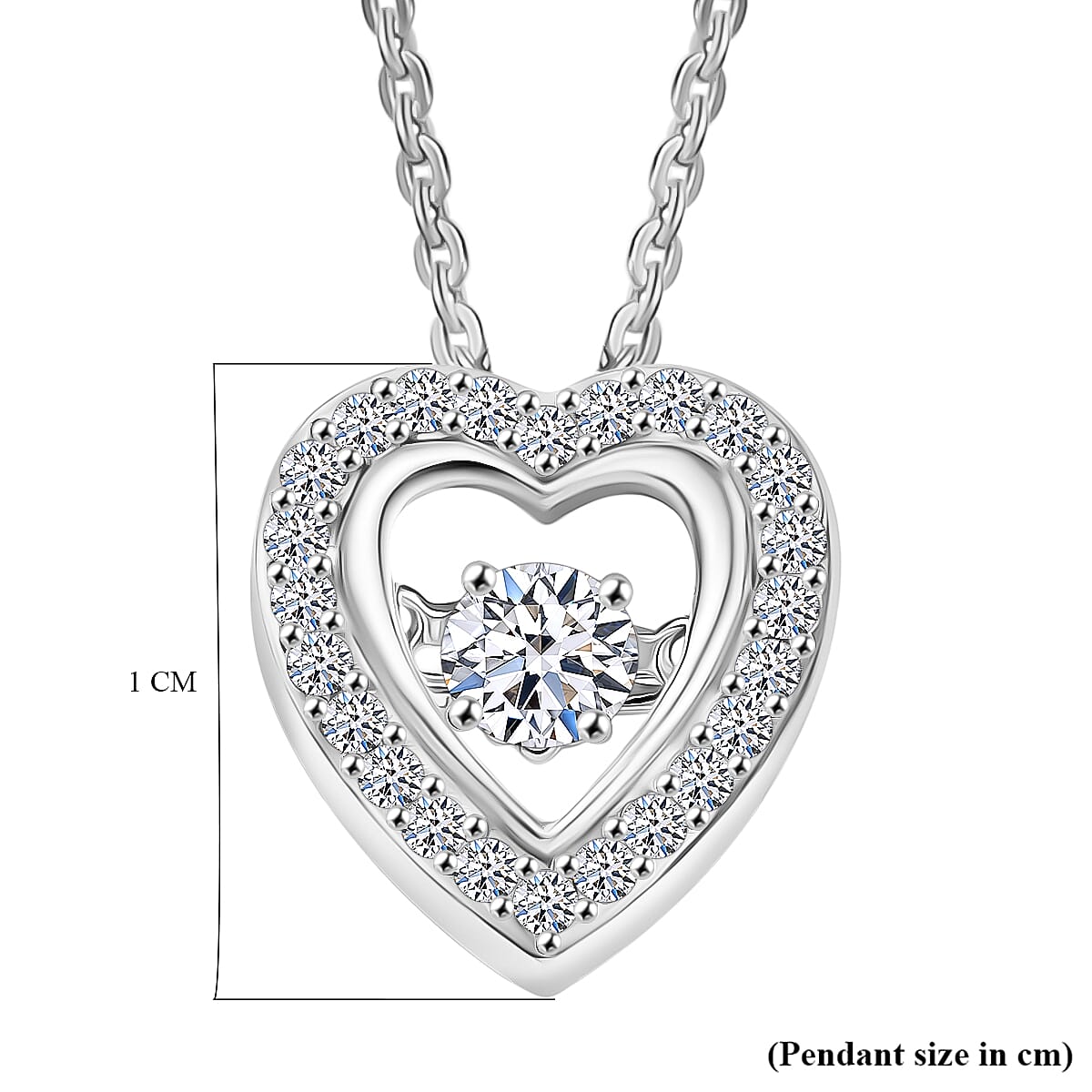 Luxuriant Lab Grown Heart Dancing Diamond (SI) Pendant in Rhodium Overlay Sterling Silver 8224779 6