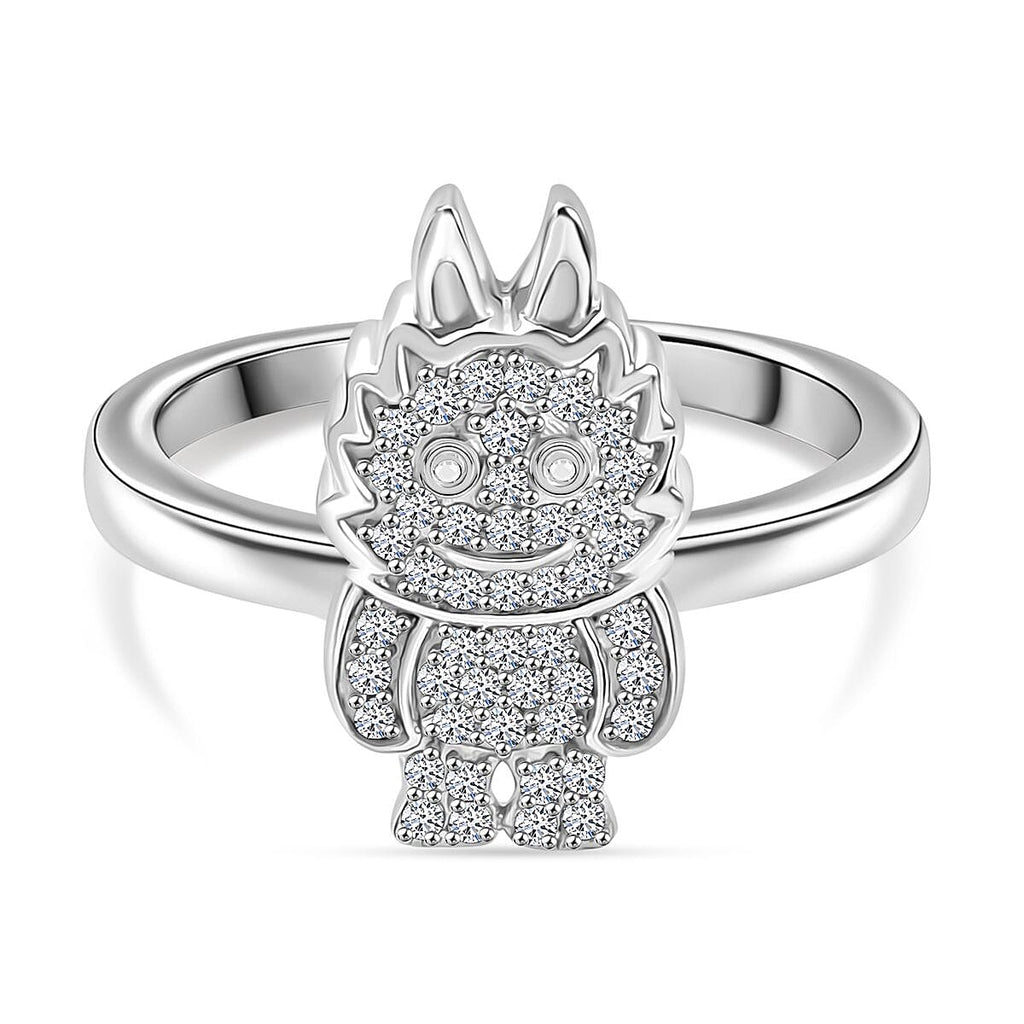 Luxuriant Round Cut Lab Grown Diamond (SI-GH) Ring in Rhodium Overlay Sterling Silver 0.25 Ct.