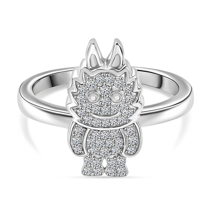 LUXURIANT Lab Grown Diamond Doll Ring in Rhodium Overlay Sterling Silver 8248125 1