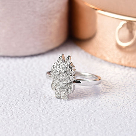 LUXURIANT Lab Grown Diamond Doll Ring in Rhodium Overlay Sterling Silver 8248125 2