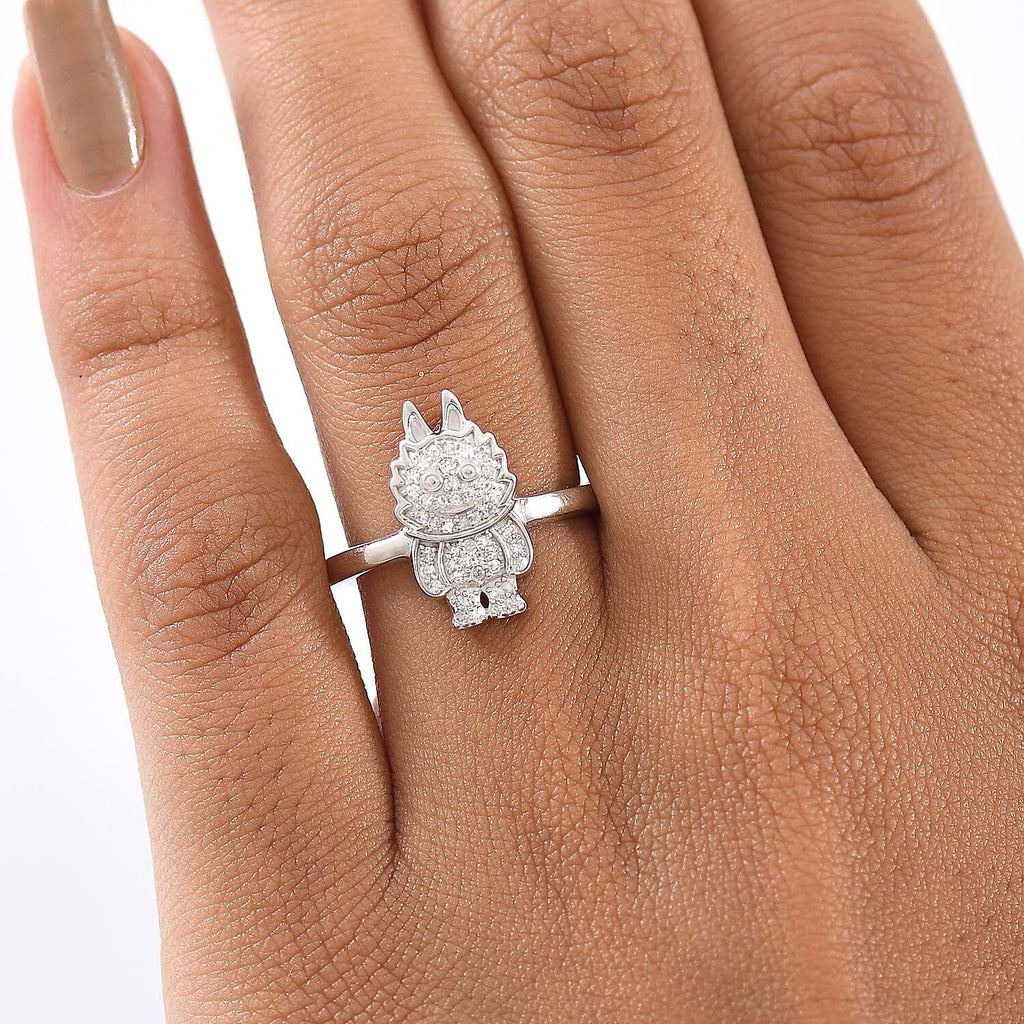 Luxuriant Round Cut Lab Grown Diamond (SI-GH) Ring in Rhodium Overlay Sterling Silver 0.25 Ct.