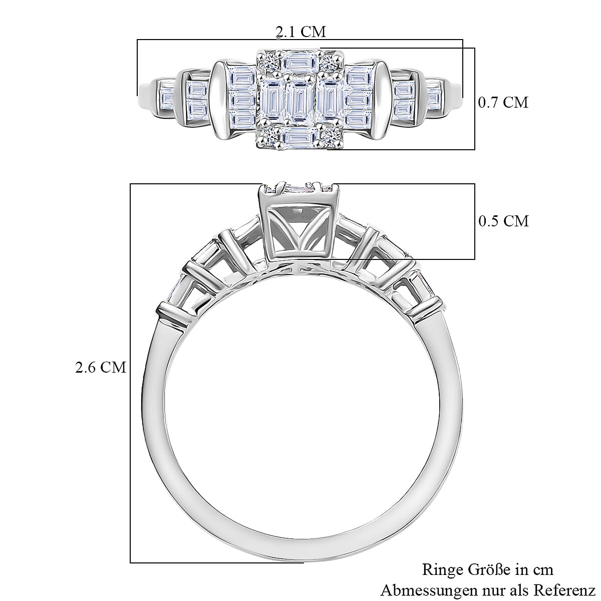 LUXURIANT 0.5 Ct. Lab Grown Diamond Cluster Ring in Rhodium Overlay Sterling Silver 8253615 6