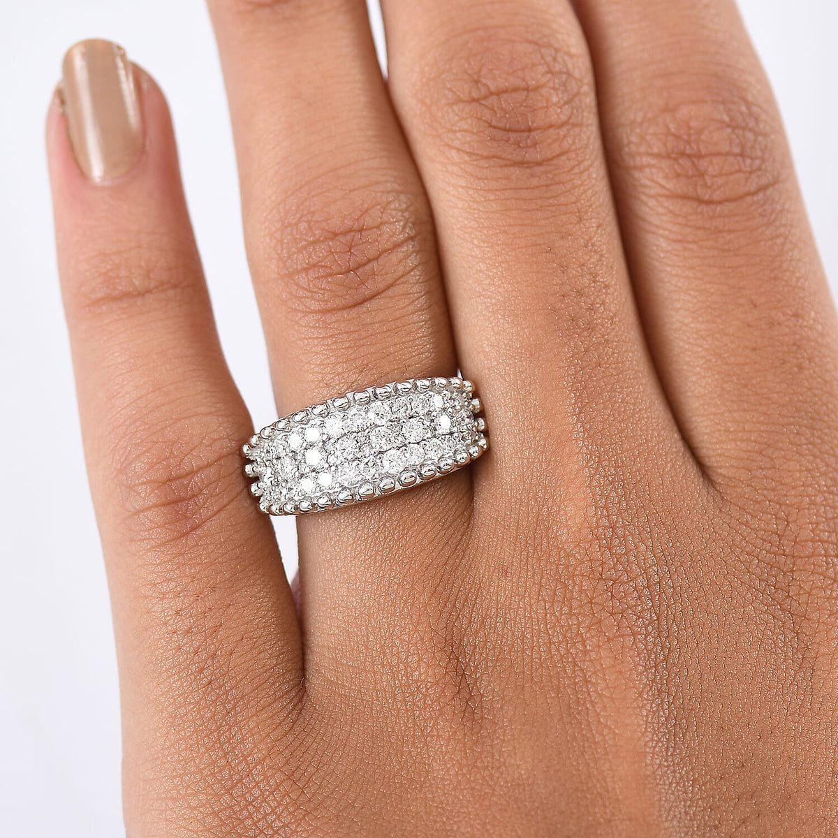 LUXURIANT 1 Ct. Lab Grown Diamond Cluster Ring in Rhodium Overlay Sterling Silver (SI-GH) 8262646 3