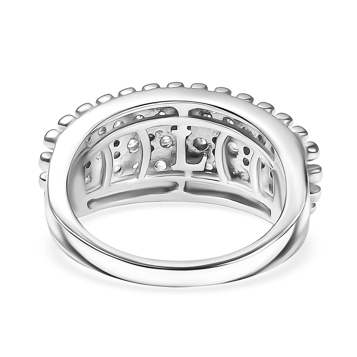 LUXURIANT 1 Ct. Lab Grown Diamond Cluster Ring in Rhodium Overlay Sterling Silver (SI-GH) 8262646 5
