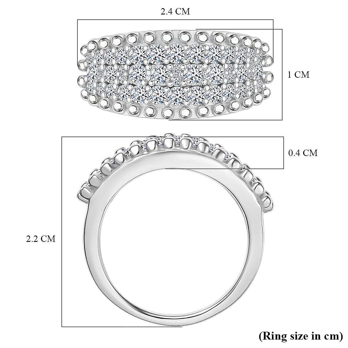 LUXURIANT 1 Ct. Lab Grown Diamond Cluster Ring in Rhodium Overlay Sterling Silver (SI-GH) 8262646 6