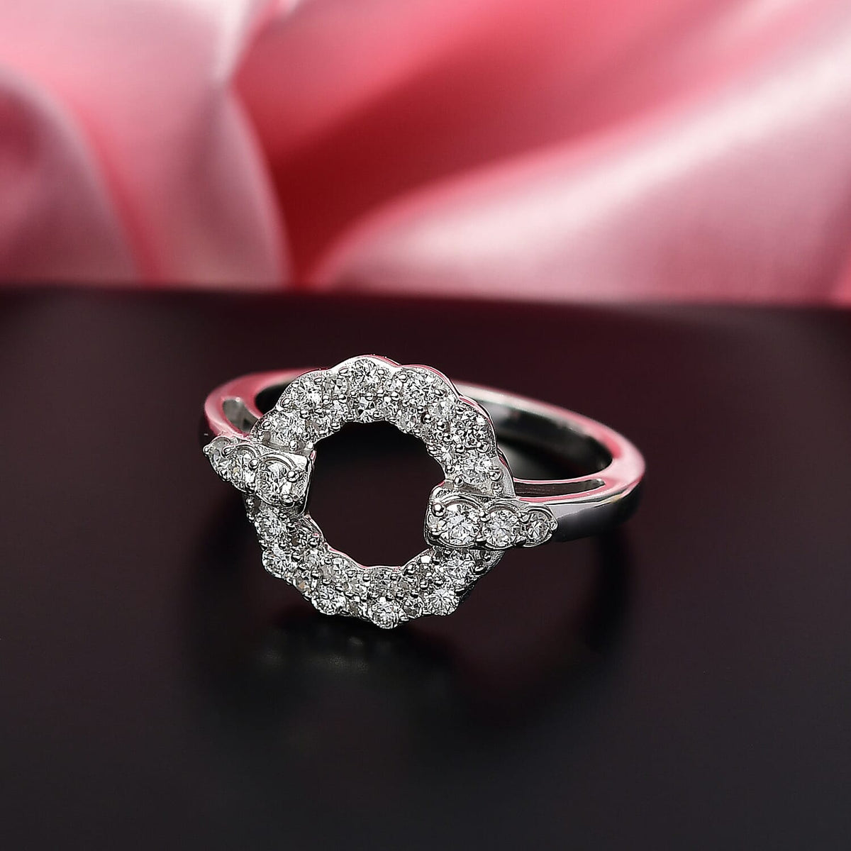 LUXURIANT 0.5 Ct. Lab Grown Diamond Circle of Life Ring in Rhodium Overlay Sterling Silver (SI-GH) 8276309 2