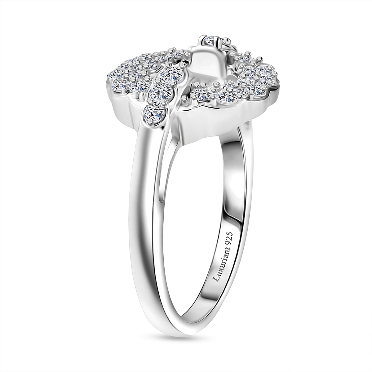 LUXURIANT 0.5 Ct. Lab Grown Diamond Circle of Life Ring in Rhodium Overlay Sterling Silver (SI-GH) 8276309 4