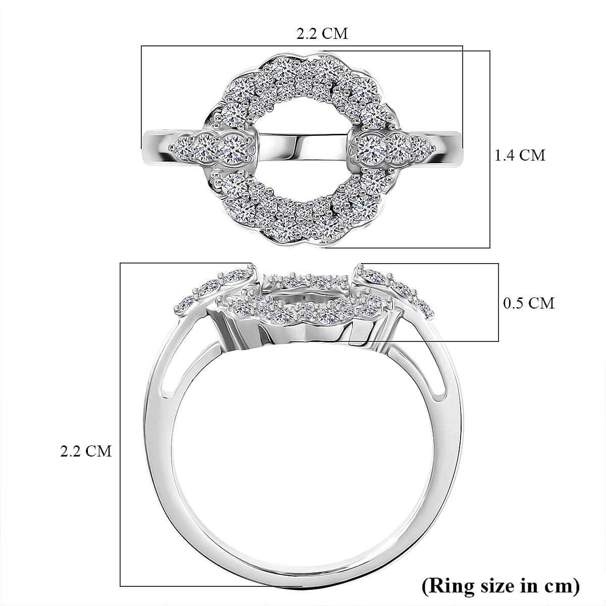 LUXURIANT 0.5 Ct. Lab Grown Diamond Circle of Life Ring in Rhodium Overlay Sterling Silver (SI-GH) 8276309 6