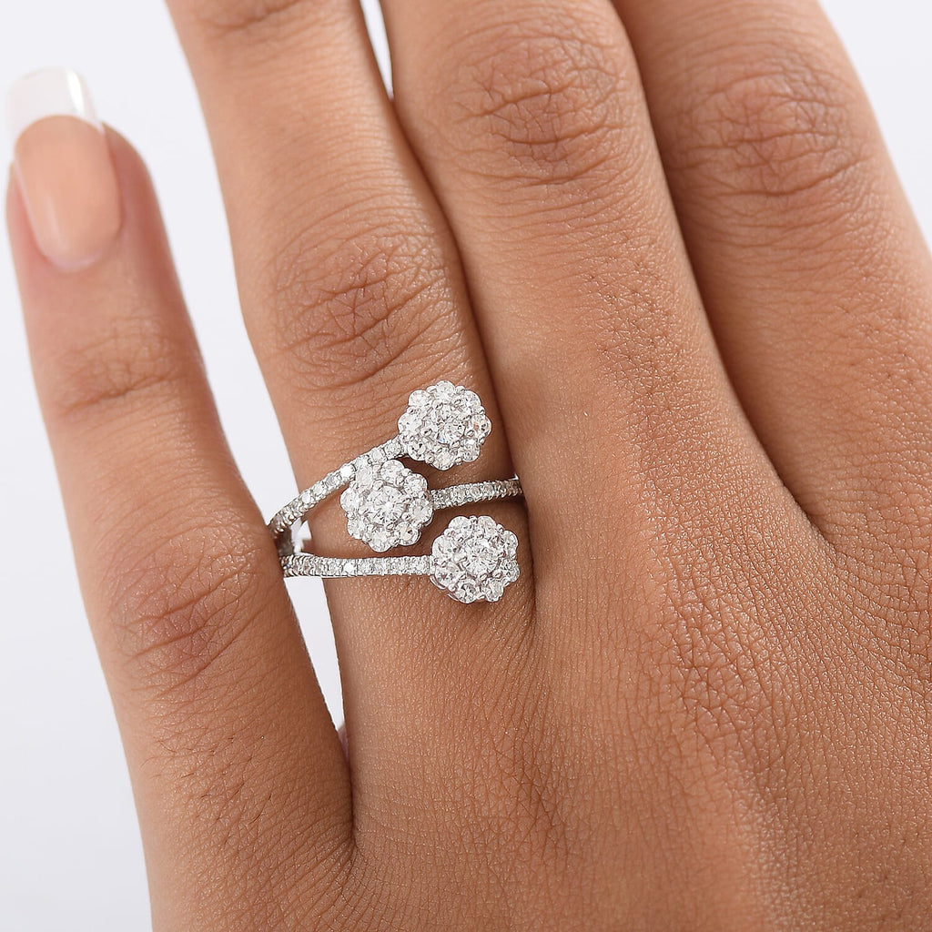 Luxuriant Lab Grown Diamond Ring in Rhodium Overlay Sterling Silver 1.00 Ct.