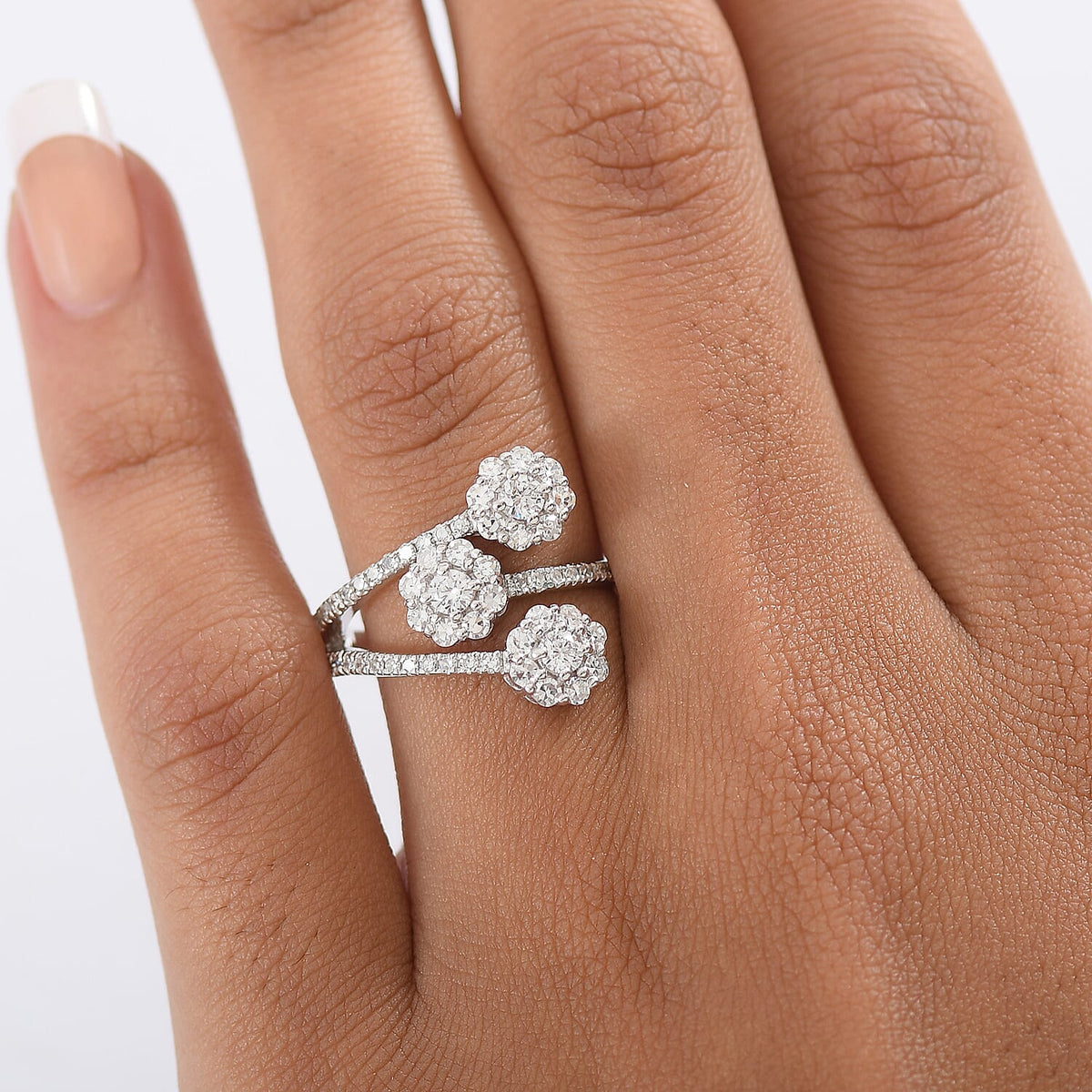 LUXURIANT 1 Ct. Lab Grown Diamond Floral Ring in Rhodium Overlay Sterling Silver 8313546 3