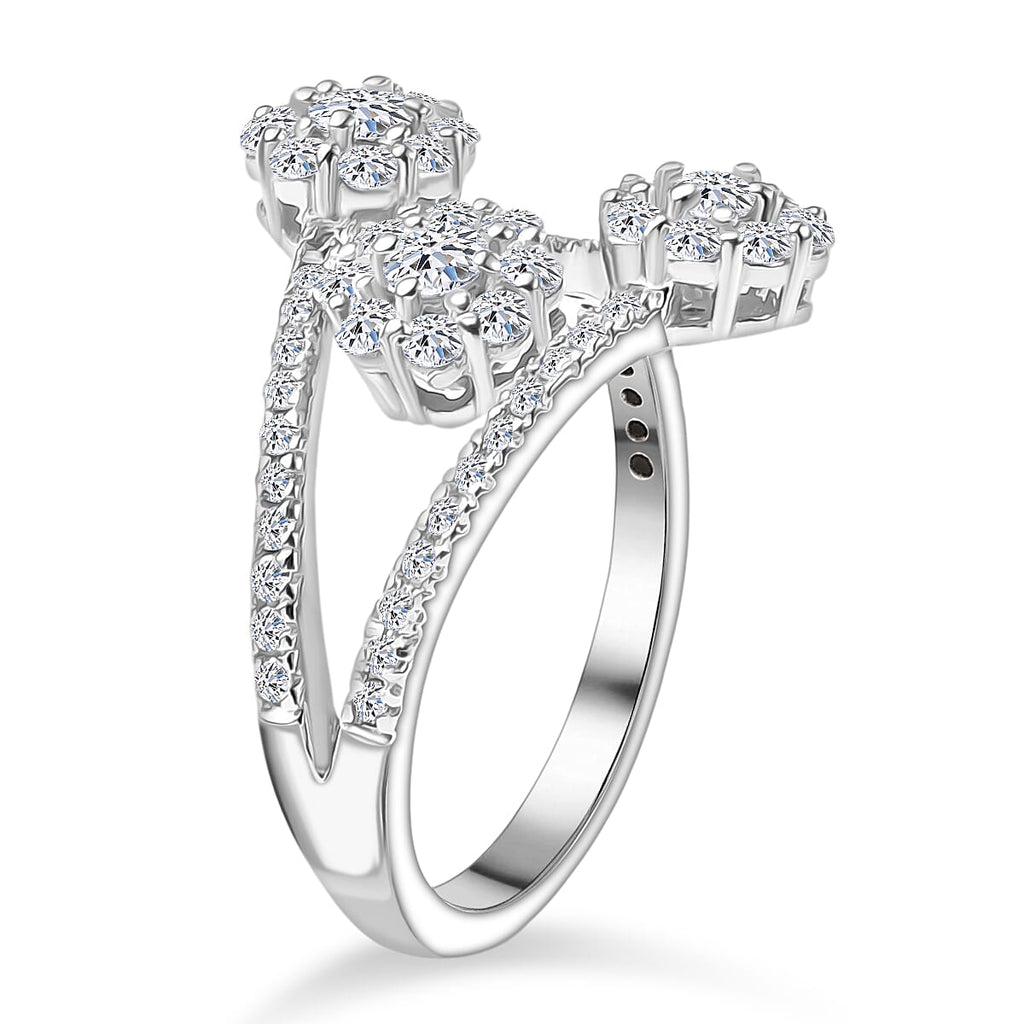 Luxuriant Lab Grown Diamond Ring in Rhodium Overlay Sterling Silver 1.00 Ct.