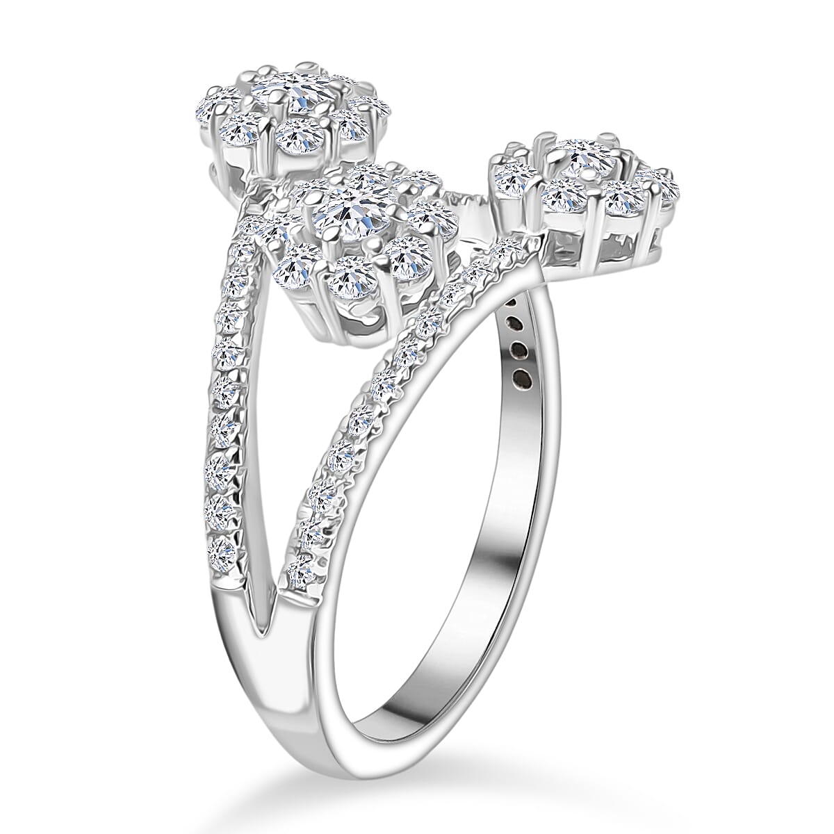 LUXURIANT 1 Ct. Lab Grown Diamond Floral Ring in Rhodium Overlay Sterling Silver 8313546 4