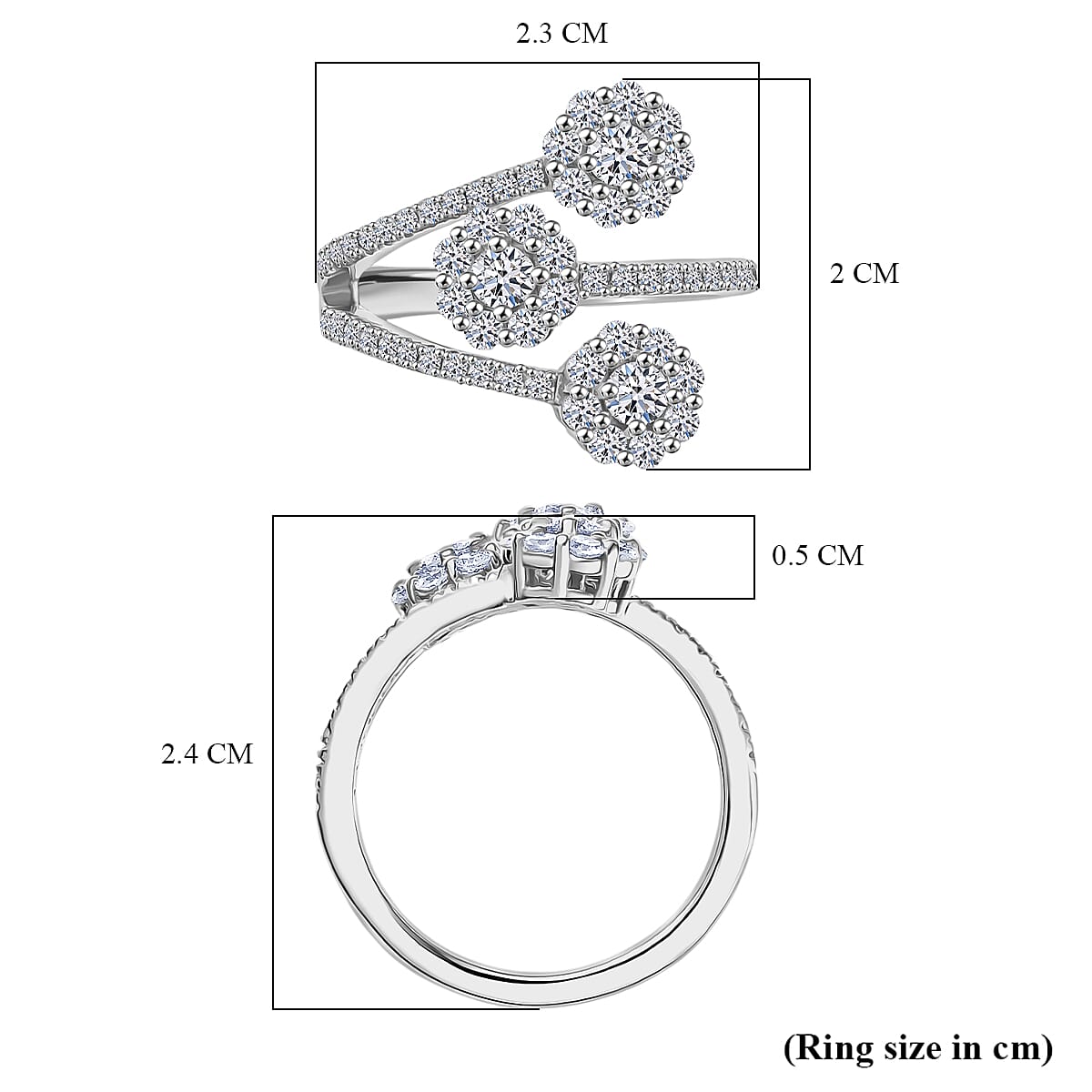 LUXURIANT 1 Ct. Lab Grown Diamond Floral Ring in Rhodium Overlay Sterling Silver 8313546 6