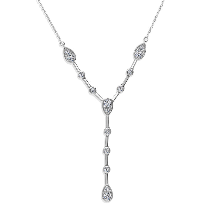 LUXURIANT 1 Ct. Lab Grown Diamond Lariat Necklace (Size - 20-2 Ext) in Rhodium Overlay Sterling Silver (VS-E-F) 8524945 1
