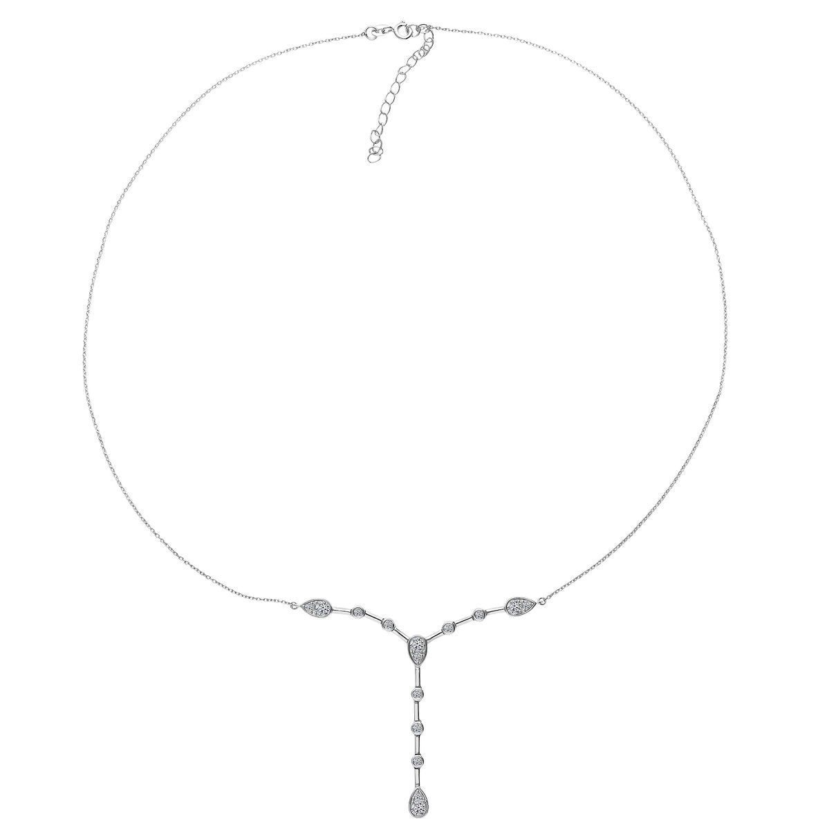 LUXURIANT 1 Ct. Lab Grown Diamond Lariat Necklace (Size - 20-2 Ext) in Rhodium Overlay Sterling Silver (VS-E-F) 8524945 4