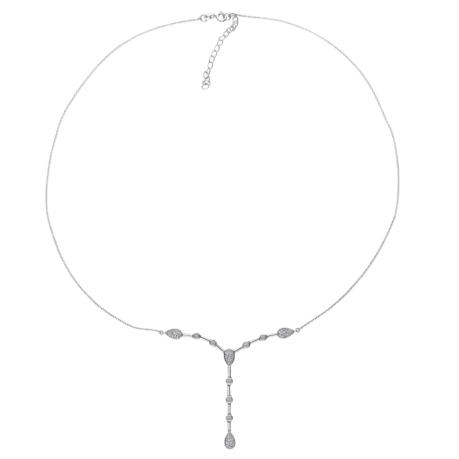 LUXURIANT 1 Ct. Lab Grown Diamond Lariat Necklace (Size - 20-2 Ext) in Rhodium Overlay Sterling Silver (VS-E-F) 8524945 4
