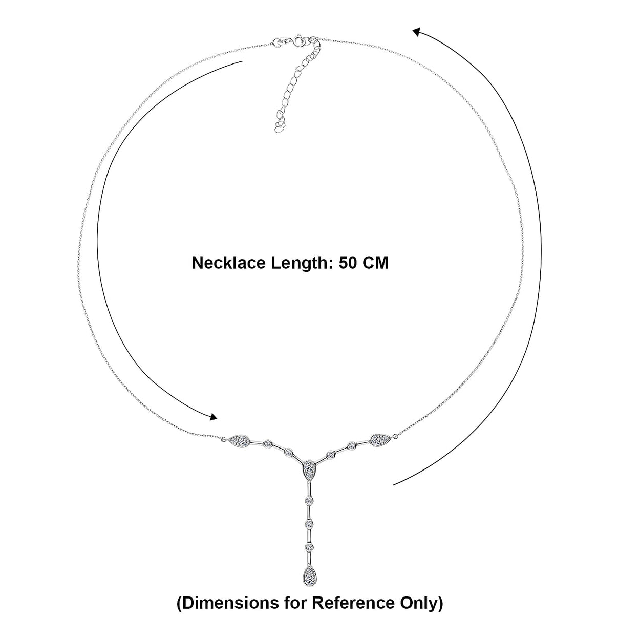 LUXURIANT 1 Ct. Lab Grown Diamond Lariat Necklace (Size - 20-2 Ext) in Rhodium Overlay Sterling Silver (VS-E-F) 8524945 6