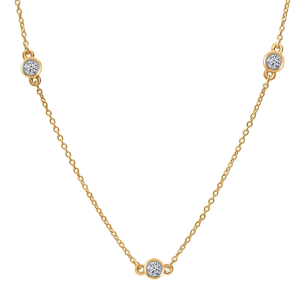 Luxuriant - Lab Grown Diamond (SI-G-H) Necklace (Size - 30-2 Ext) in 18K Vermeil Yellow Gold Plated Sterling Silver 1.00 Ct.