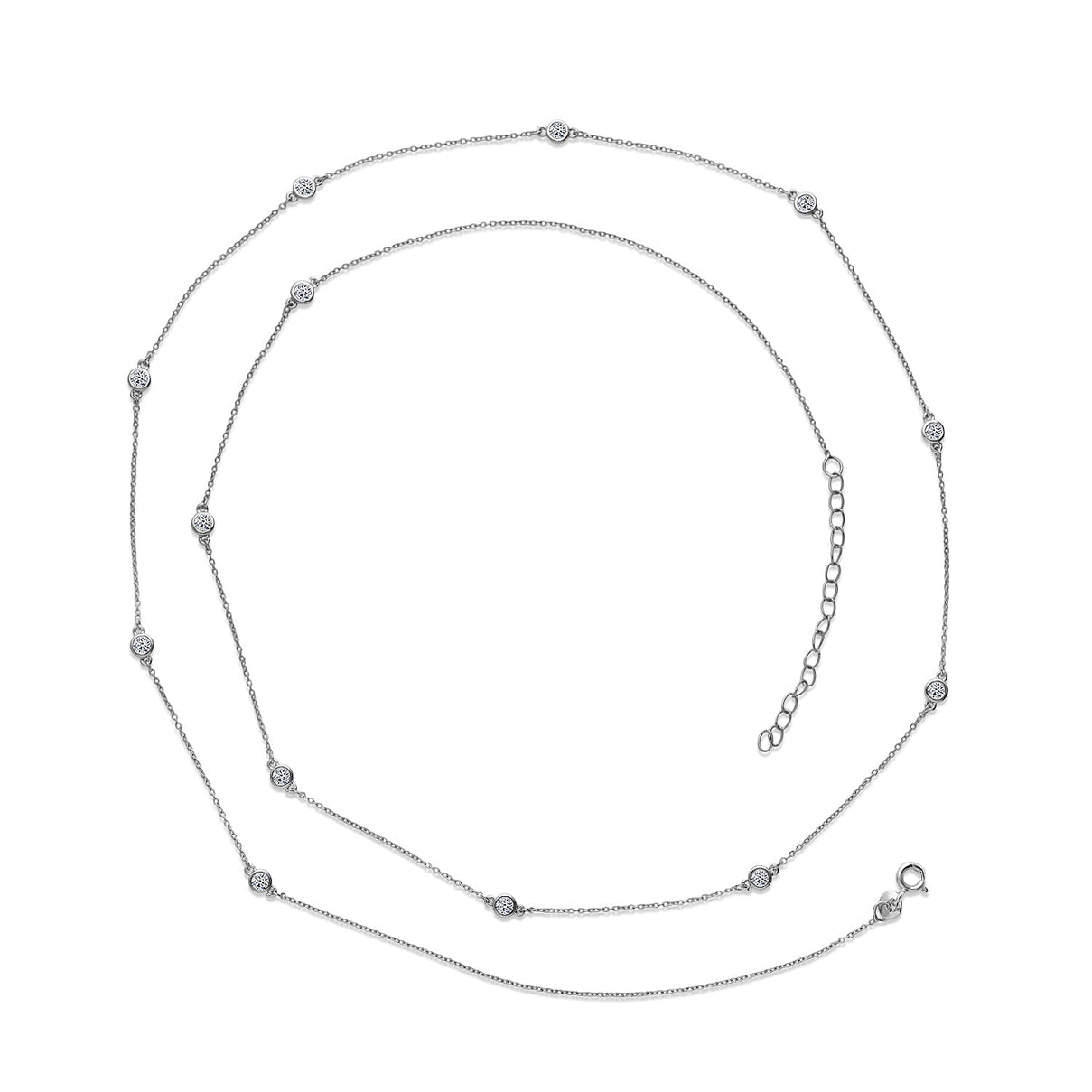 Luxuriant - Lab Grown Diamond (SI-G-H) Necklace (Size - 30-2 Ext) in Rhodium Overlay Sterling Silver 1.00 Ct. 8563535 0