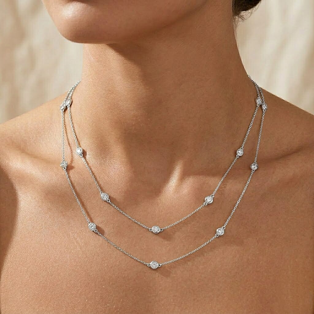 Luxuriant - Lab Grown Diamond (SI-G-H) Necklace (Size - 30-2 Ext) in Rhodium Overlay Sterling Silver 1.00 Ct. 8563535 2
