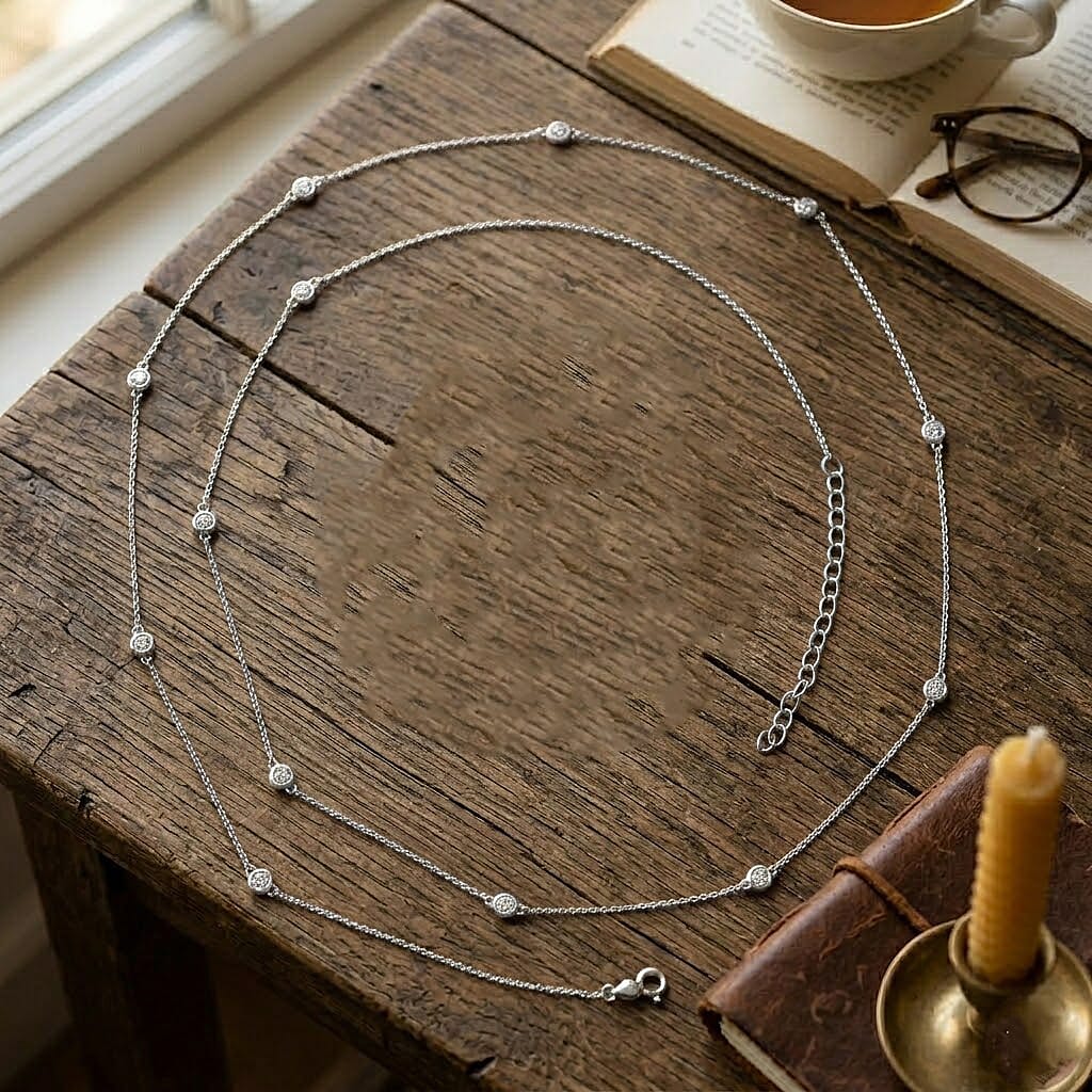 Luxuriant - Lab Grown Diamond (SI-G-H) Necklace (Size - 30-2 Ext) in Rhodium Overlay Sterling Silver 1.00 Ct. 8563535 3