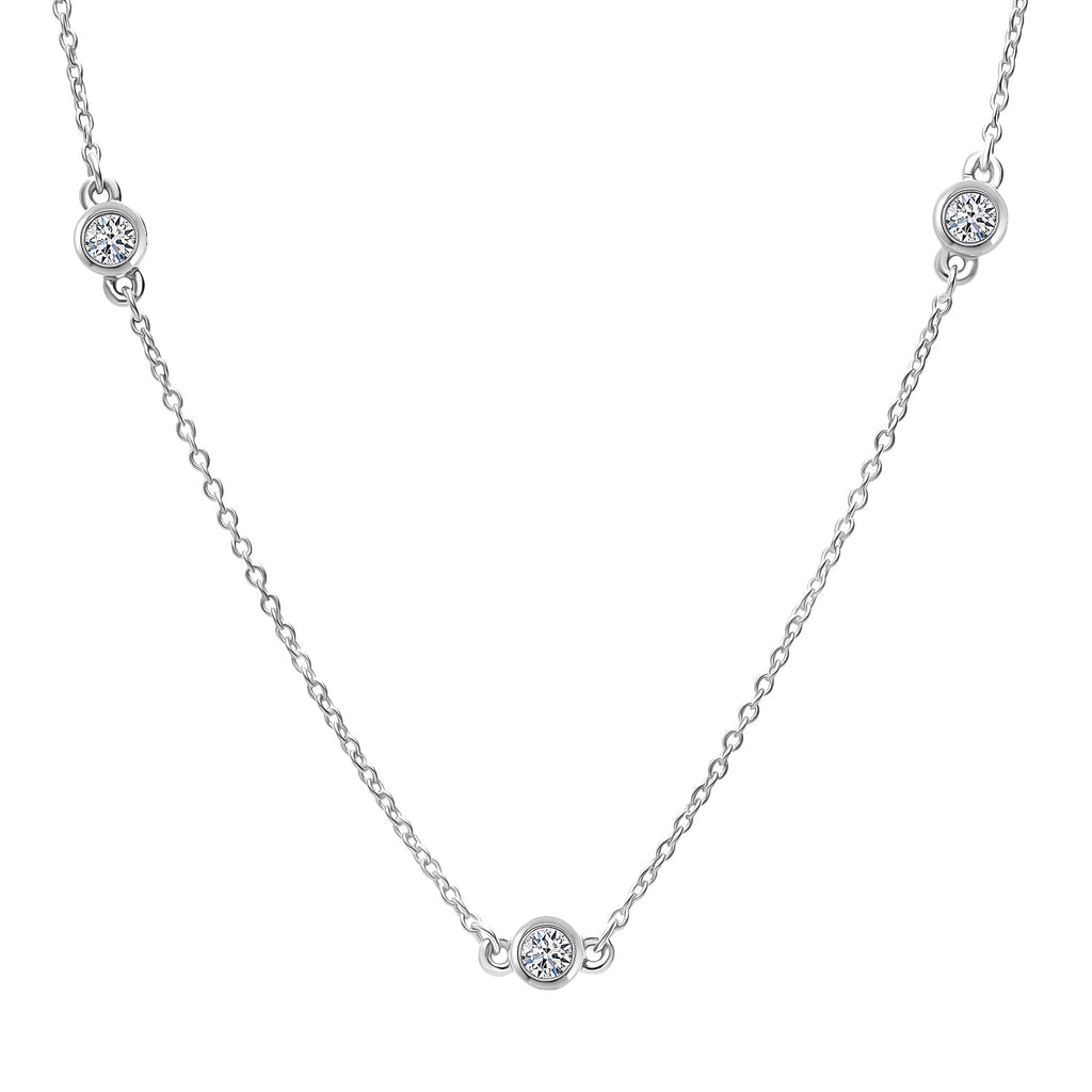 Luxuriant - Lab Grown Diamond (SI-G-H) Necklace (Size - 30-2 Ext) in Rhodium Overlay Sterling Silver 1.00 Ct.
