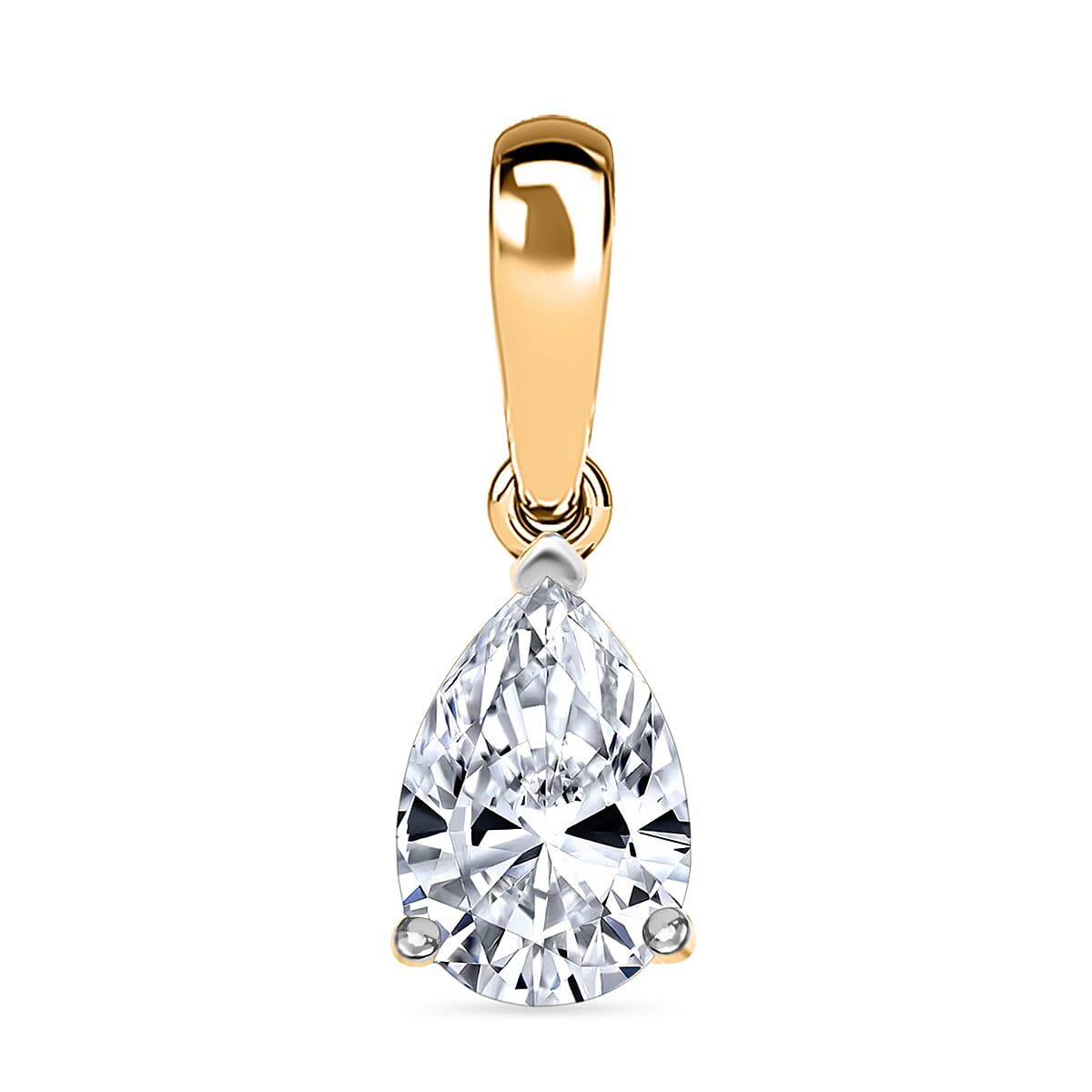 LUXURIANT 0.5 Ct. Lab Grown Diamond Pear-Cut Pendant in 18K Vermeil Yellow Gold Plated Sterling Silver (SI) 8548530 0