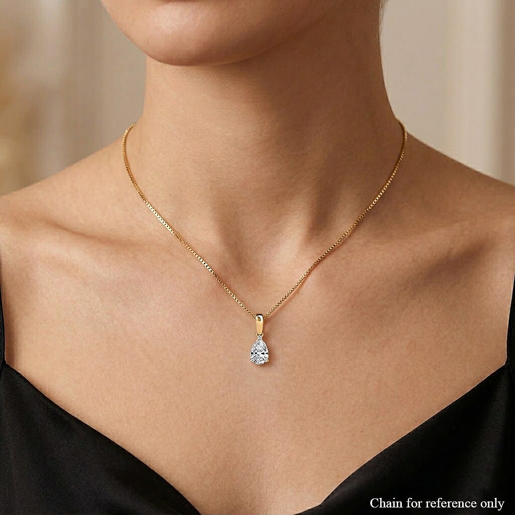 LUXURIANT 0.5 Ct. Lab Grown Diamond Pear-Cut Pendant in 18K Vermeil Yellow Gold Plated Sterling Silver (SI) 8548530 2