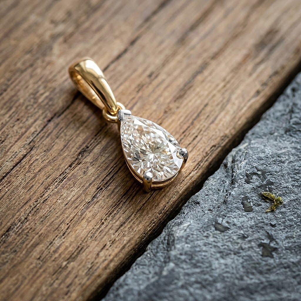 LUXURIANT 0.5 Ct. Lab Grown Diamond Pear-Cut Pendant in 18K Vermeil Yellow Gold Plated Sterling Silver (SI) 8548530 3